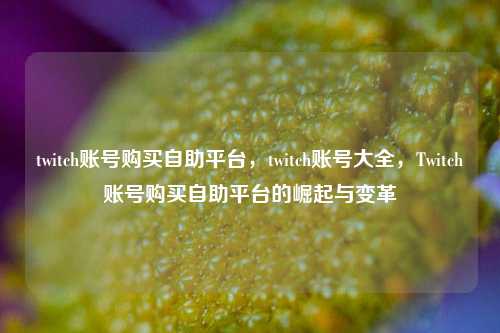 twitch账号购买自助平台，twitch账号大全，Twitch账号购买自助平台的崛起与变革