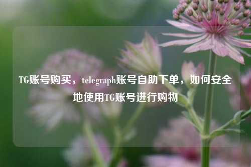 TG账号购买，telegraph账号自助下单，如何安全地使用TG账号进行购物