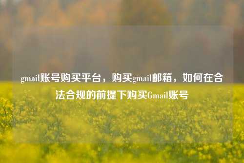 gmail账号购买平台，购买gmail邮箱，如何在合法合规的前提下购买Gmail账号
