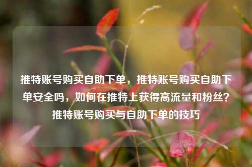 推特账号购买自助下单，推特账号购买自助下单安全吗，如何在推特上获得高流量和粉丝？推特账号购买与自助下单的技巧