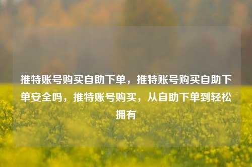 推特账号购买自助下单，推特账号购买自助下单安全吗，推特账号购买，从自助下单到轻松拥有