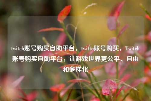 twitch账号购买自助平台，twitte账号购买，Twitch账号购买自助平台，让游戏世界更公平、自由和多样化