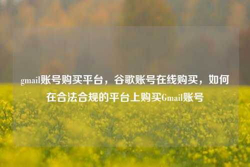 gmail账号购买平台，谷歌账号在线购买，如何在合法合规的平台上购买Gmail账号