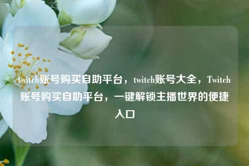 twitch账号购买自助平台，twitch账号大全，Twitch账号购买自助平台，一键解锁主播世界的便捷入口