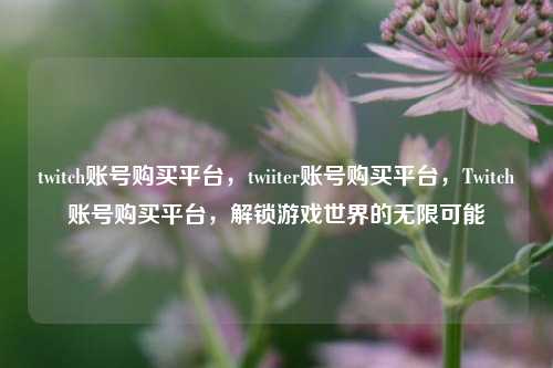 twitch账号购买平台，twiiter账号购买平台，Twitch账号购买平台，解锁游戏世界的无限可能