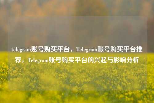 telegram账号购买平台，Telegram账号购买平台推荐，Telegram账号购买平台的兴起与影响分析