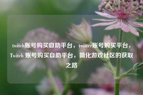 twitch账号购买自助平台，twiiter账号购买平台，Twitch 账号购买自助平台，简化游戏社区的获取之路