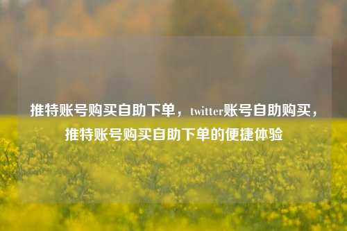 推特账号购买自助下单，twitter账号自助购买，推特账号购买自助下单的便捷体验