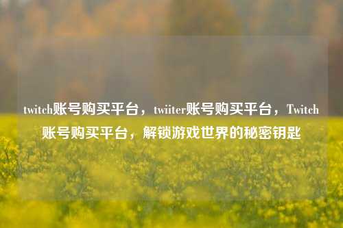 twitch账号购买平台，twiiter账号购买平台，Twitch账号购买平台，解锁游戏世界的秘密钥匙