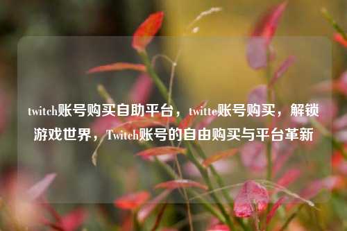 twitch账号购买自助平台，twitte账号购买，解锁游戏世界，Twitch账号的自由购买与平台革新