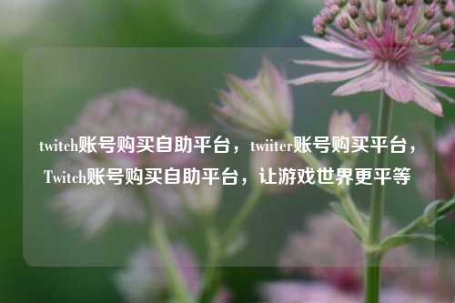 twitch账号购买自助平台，twiiter账号购买平台，Twitch账号购买自助平台，让游戏世界更平等