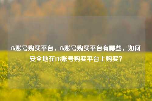 fb账号购买平台，fb账号购买平台有哪些，如何安全地在FB账号购买平台上购买？