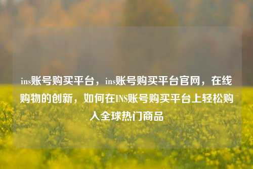 ins账号购买平台，ins账号购买平台官网，在线购物的创新，如何在INS账号购买平台上轻松购入全球热门商品
