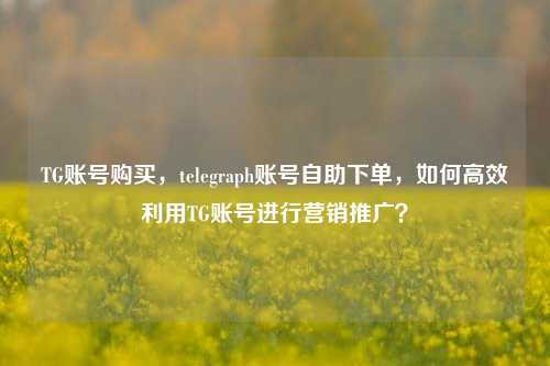 TG账号购买，telegraph账号自助下单，如何高效利用TG账号进行营销推广？