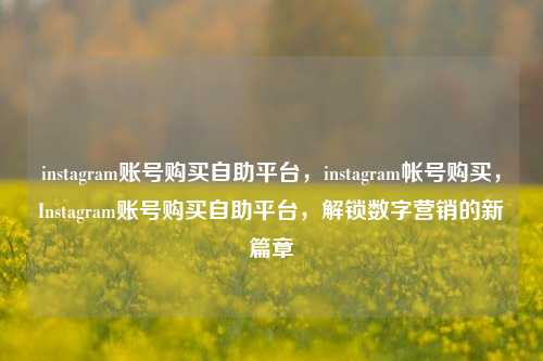 instagram账号购买自助平台，instagram帐号购买	，Instagram账号购买自助平台，解锁数字营销的新篇章  第1张