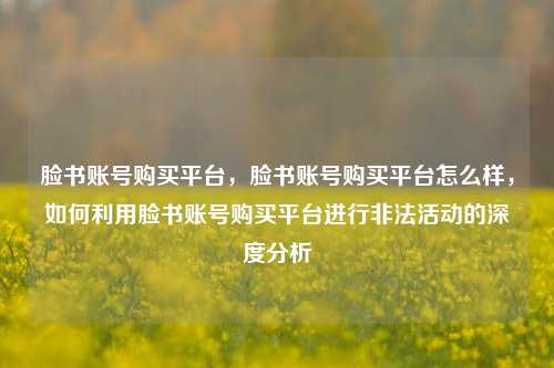 脸书账号购买平台，脸书账号购买平台怎么样，如何利用脸书账号购买平台进行非法活动的深度分析