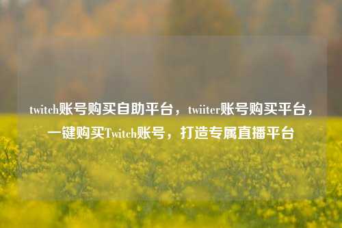 twitch账号购买自助平台，twiiter账号购买平台，一键购买Twitch账号，打造专属直播平台