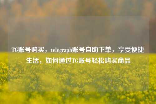 TG账号购买，telegraph账号自助下单，享受便捷生活，如何通过TG账号轻松购买商品