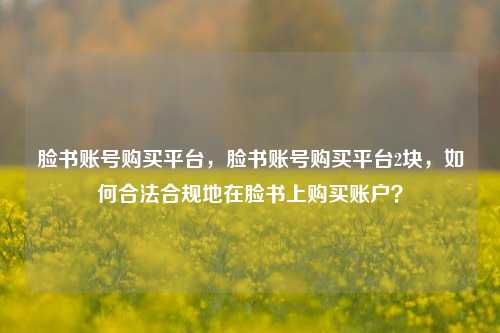 脸书账号购买平台，脸书账号购买平台2块，如何合法合规地在脸书上购买账户？