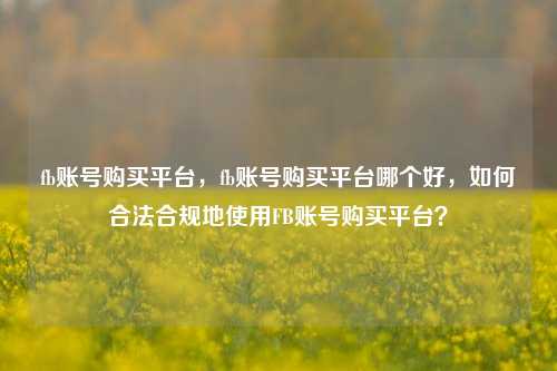 fb账号购买平台，fb账号购买平台哪个好，如何合法合规地使用FB账号购买平台？