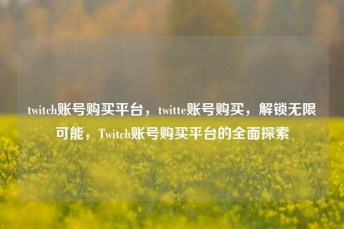 twitch账号购买平台，twitte账号购买，解锁无限可能，Twitch账号购买平台的全面探索