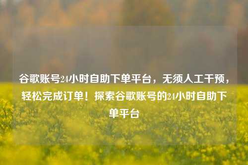 谷歌账号24小时自助下单平台，无须人工干预，轻松完成订单！探索谷歌账号的24小时自助下单平台