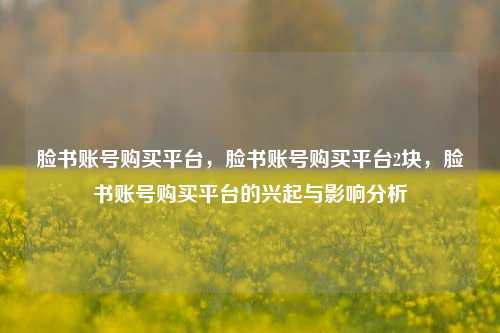 脸书账号购买平台，脸书账号购买平台2块，脸书账号购买平台的兴起与影响分析