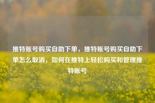 推特账号购买自助下单	，推特账号购买自助下单怎么取消，如何在推特上轻松购买和管理推特账号  第1张