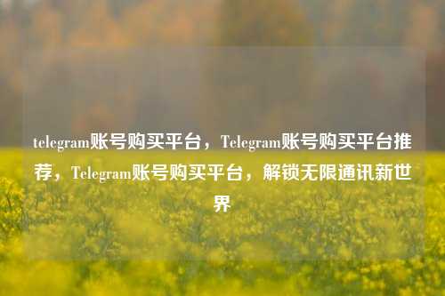 telegram账号购买平台，Telegram账号购买平台推荐，Telegram账号购买平台，解锁无限通讯新世界  第1张