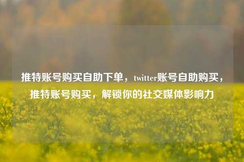 推特账号购买自助下单，twitter账号自助购买，推特账号购买，解锁你的社交媒体影响力