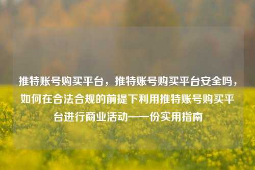 推特账号购买平台	，推特账号购买平台安全吗，如何在合法合规的前提下利用推特账号购买平台进行商业活动—一份实用指南  第1张