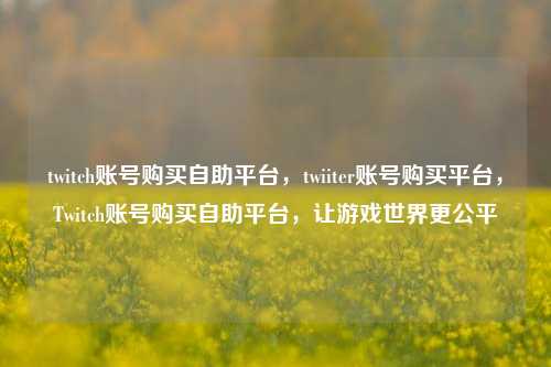 twitch账号购买自助平台，twiiter账号购买平台，Twitch账号购买自助平台，让游戏世界更公平